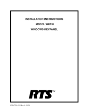 RTS WKP-8 Installation Instructions Manual