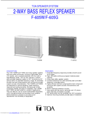 Toa F-605 Specification Sheet