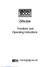 Toa CPU-52A Functions And Operating Instructions