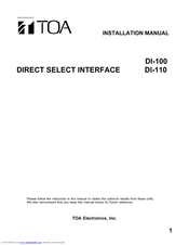 Toa DI-100 Installation Manual