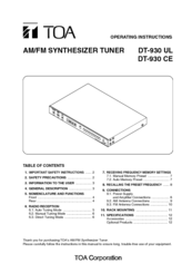 Toa DT-930 Operating Instructions Manual