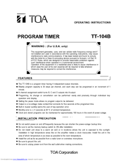 Toa TT-104 Operating Instructions Manual