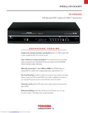 Toshiba D-VR600 - DVDr/ VCR Combo Specification Sheet
