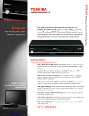 Toshiba D-VR660 - DVDr/ VCR Combo Specifications