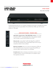 Toshiba HDA20 - HD DVD Player Specifications