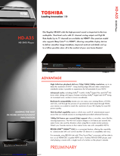 Toshiba HD A35 - HD DVD Player Specifications