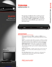 Toshiba SD6100 - SD DVD Player Specifications