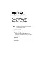 Toshiba M700-S7005V - Portege - Core 2 Duo 2.4 GHz Reference Manual