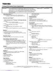 Toshiba M750-S7201 Specifications