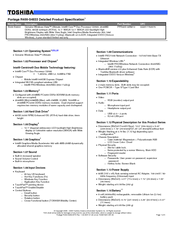 Toshiba R400-S4833 Specifications