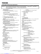 Toshiba Portege R600-S4211 Specifications