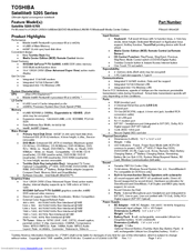 Toshiba 5205 S705 - Satellite - Pentium 4-M 2.4 GHz Specification Sheet