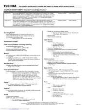 Toshiba A105-S2713 Specifications