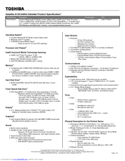 Toshiba A105-S4054 Specifications