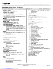 Toshiba A505-S6017 Specifications