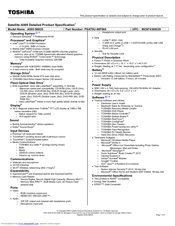 Toshiba A505-S6025 Specifications