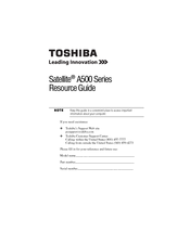 Toshiba PSAT0U-00J001 - Satellite A505-S6981 TruBrite Resource Manual