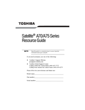 Toshiba Satellite A70 Series Resource Manual
