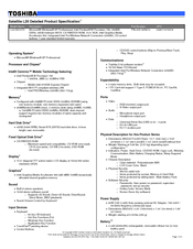 Toshiba L20-S310TD Specifications