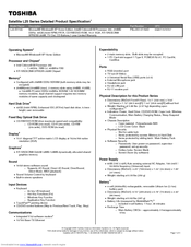 Toshiba L25-S1196 Specifications