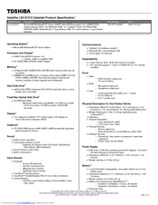 Toshiba L25-S1215 Specifications