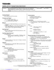 Toshiba L25-S1217 Specifications
