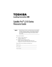Toshiba Satellite Pro L510-W1401 Resource Manual