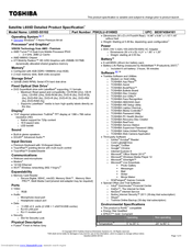 Toshiba PSK2LU-01H00D Specifications