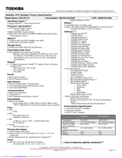 Toshiba PSK3AU-0KT02S Specifications