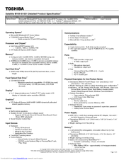 Toshiba M105-S1031 Specifications