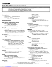 Toshiba M105-S3064 Specifications