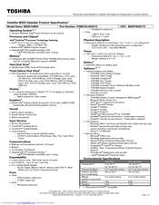 Toshiba M205-S4804 Specifications