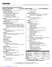 Toshiba M205-S4805 Specifications