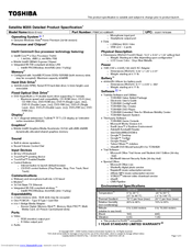 Toshiba M205-S7452 Specifications