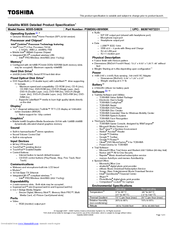 Toshiba M305-S4826 - Satellite - Core 2 Duo 2.1 GHz Specifications