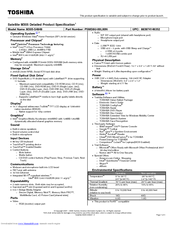 Toshiba M305-S4848 Specifications