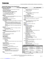 Toshiba M305-S4920 - Satellite - Core 2 Duo 2.4 GHz Specifications