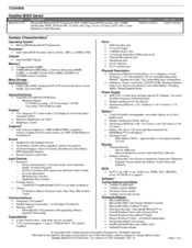 Toshiba M30X-S191TD Specifications