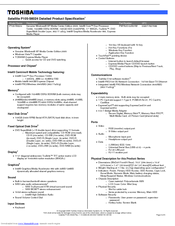 Toshiba P105-S6024 Specifications