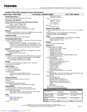 Toshiba P205-S7484 Specifications