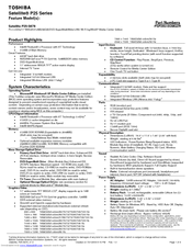 Toshiba P25-S676 - Satellite - Pentium 4 3.4 GHz Specifications