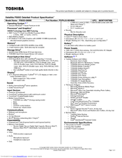 Toshiba P505D-S8000 Specifications