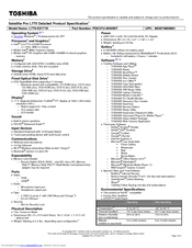 Toshiba Satellite Pro L770 Specifications