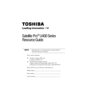 Toshiba Satellite Pro U400-S1002V Resource Manual