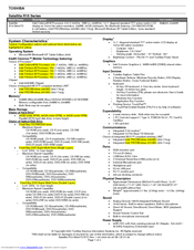 Toshiba R10-S804TD Specifications