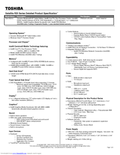 Toshiba R25-S3513 Specifications
