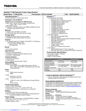 Toshiba T135D-S1324 Specifications