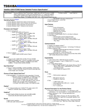 Toshiba U200-ST2092 Specifications