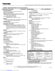 Toshiba U305-S7446 Specifications