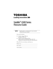 Toshiba Satellite U505-SP2916R Resource Manual